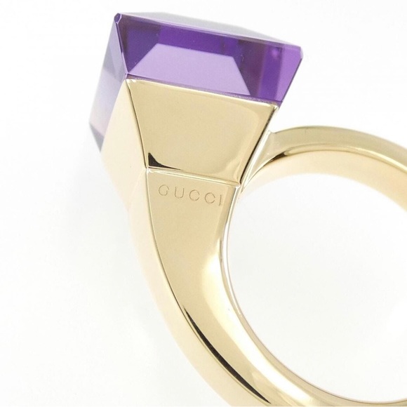 🤤💍💎💜 ⭐️GUCCI⭐️ 18K Yellow Gold Chiodo 💜 AMETHYST 💜 Ring size 35 5 💜💎💍 - Picture 9 of 15